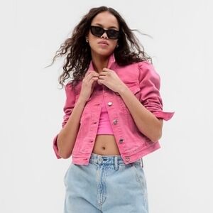 NWT Gap x Barbie Pink Denim Jacket Medium Petite